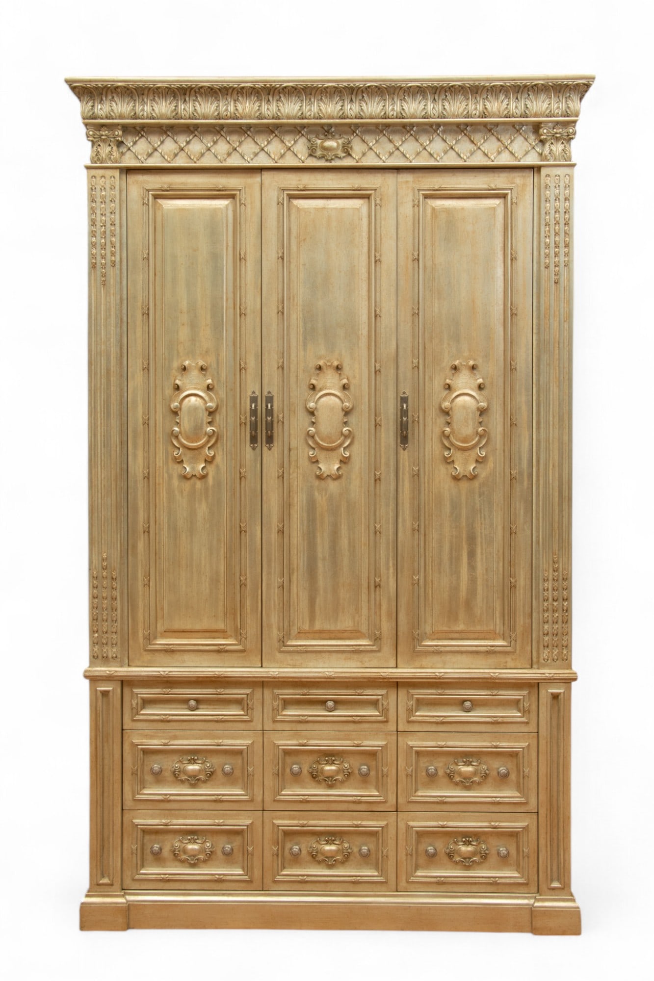 Phyllis Morris (American) Baroque Style Silver Giltwood Wardrobe (1 of 5)
