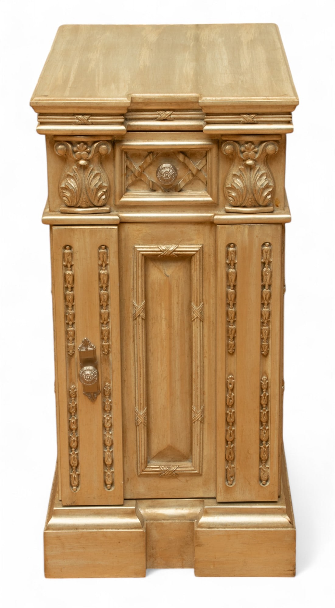 Phyllis Morris (American) Baroque Silvered Wood Bed Side Cabinet (1 of 7)