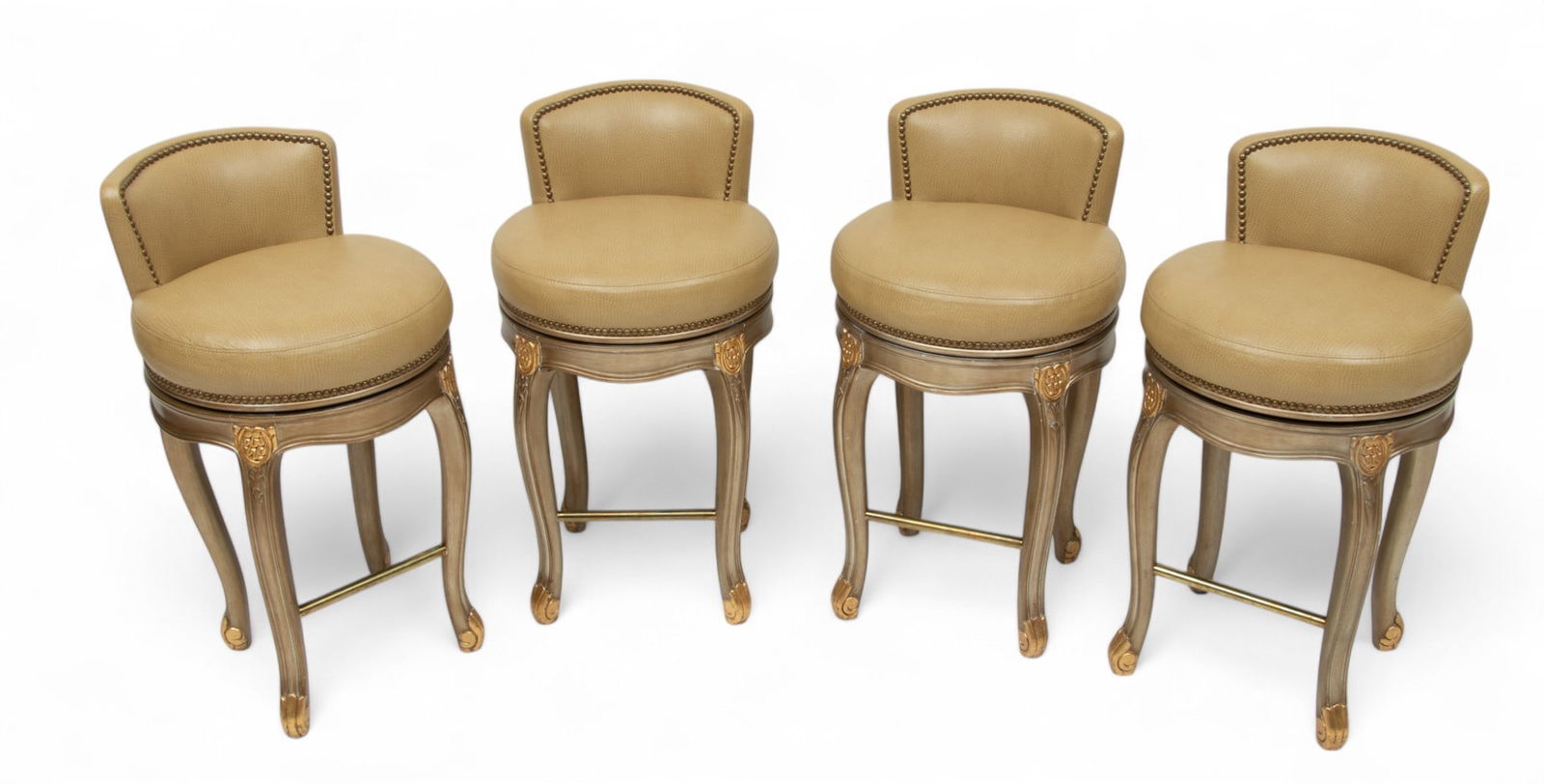 Phyllis Morris (American) Silver Giltwood Swivel Stools (1 of 4)