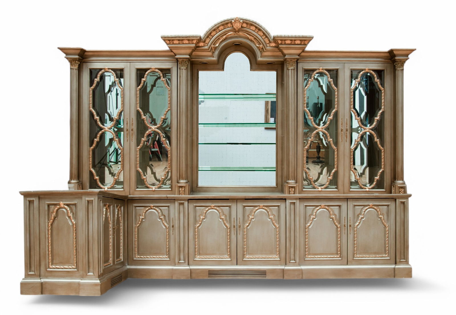 Phyllis Morris (American) Giltwood & Glass Custom Breakfront (1 of 9)