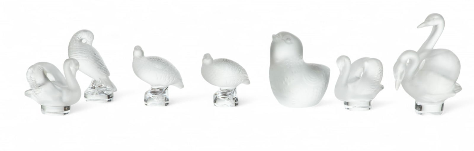 Lalique (France) Frosted Crystal Seals & Baccarat (French) Crystal 'Poussin' Figurine (1 of 6)