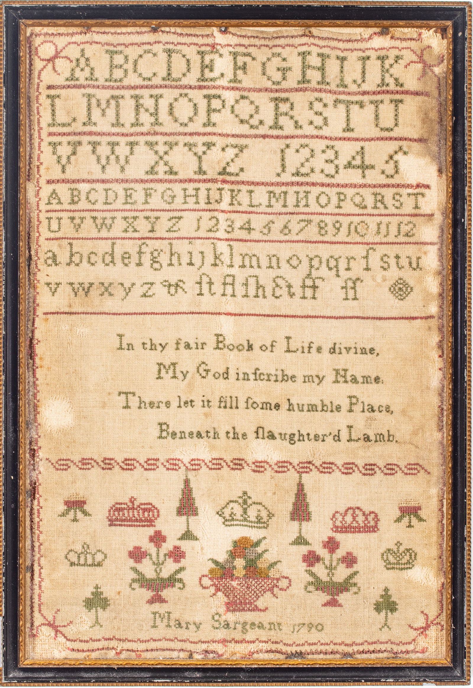 Mary Sargeant Hand-Made Needlework Sampler, 1790 (1 of 5)