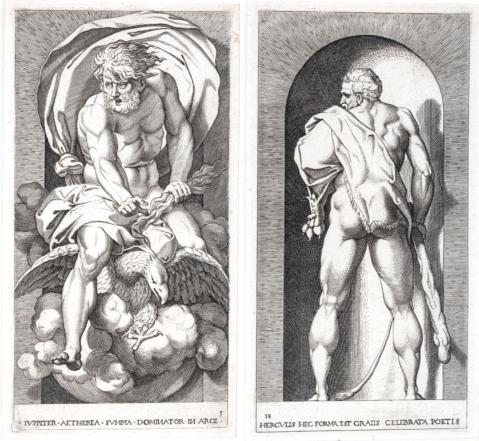 After Giovanni Jacopo Caraglio (Italian, 1500-1570) Engravings on Laid Paper, After Rosso (1 of 9)