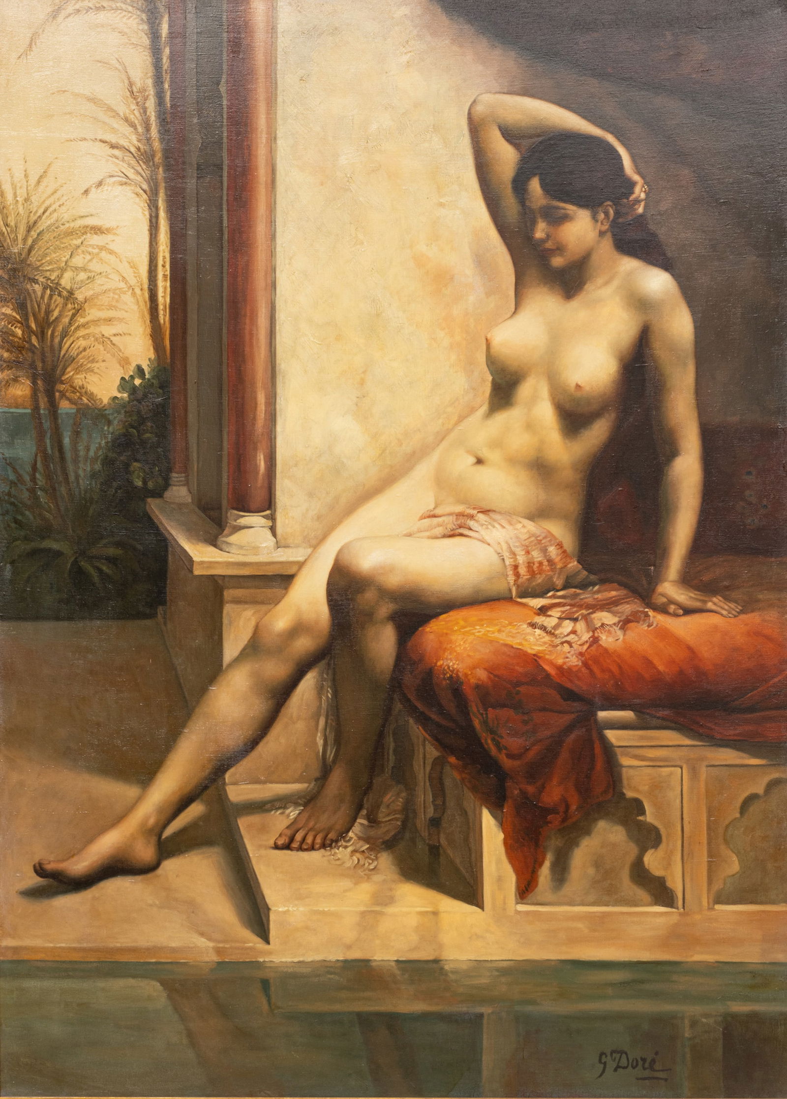 After Emmanuel De Dieudonné (Swiss, 1845-1889) Oil on Canvas, 20th C., 'Odalisque' (1 of 9)