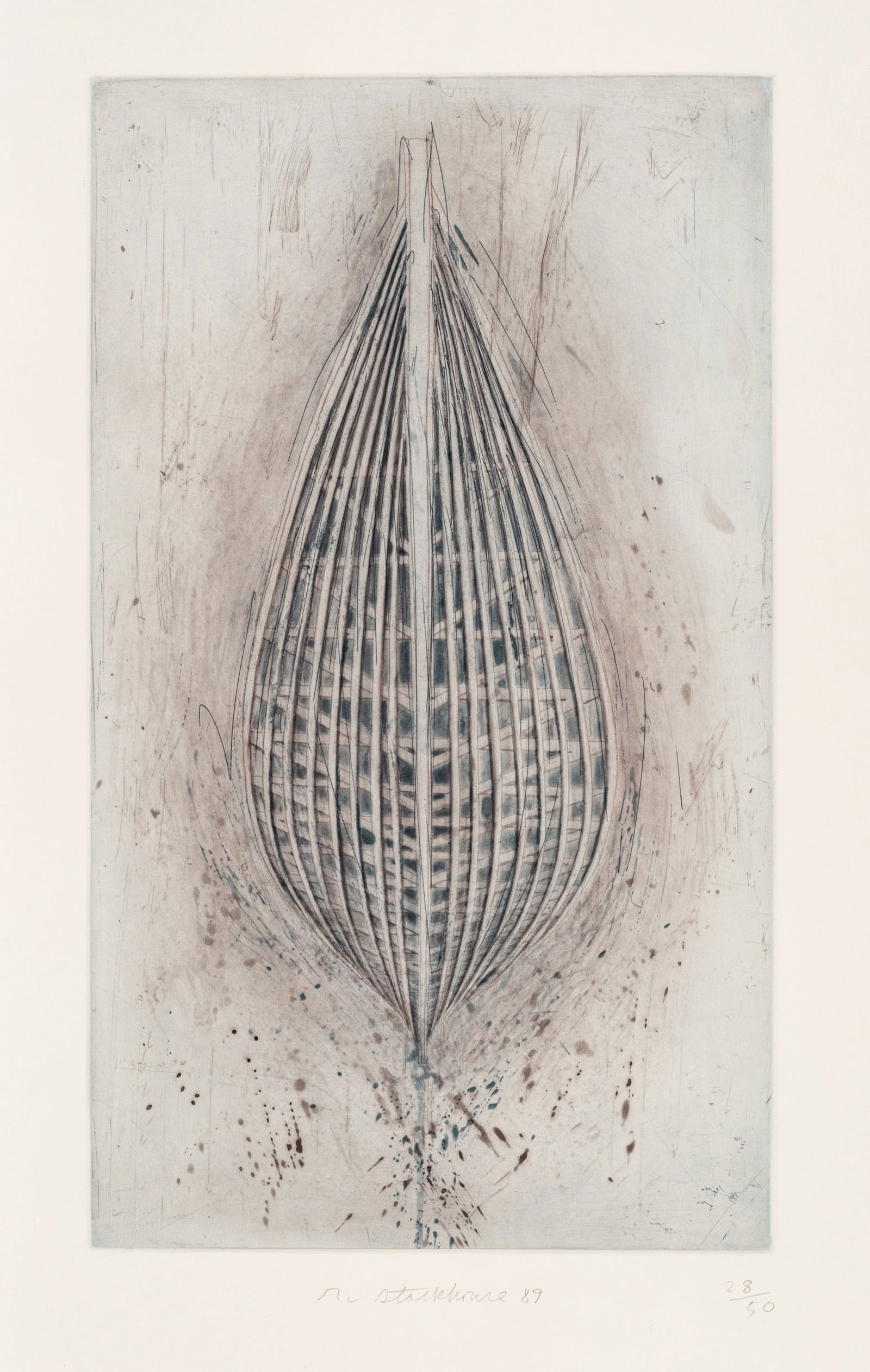 Robert Stackhouse (American, B. 1942) Etching in Colors of Wove Paper, 1989, 'Sources And Structures: Robert Stackhouse (American, B. 1942) Etching in Colors of Wove Paper, 1989, 'Sources And Structures 3' Pencil signed and dated in the lower center with an edition of 28/50 in the lower right. Sheet s