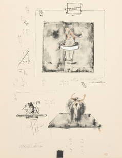 Robert Rauschenberg (American, 1925-2008) Lithograph And Screenprint in Colors on Wove Paper, 1973,: Robert Rauschenberg (American, 1925-2008) Lithograph And Screenprint in Colors on Wove Paper, 1973, 'Sketch for Monogram, from the New York Collection for Stockholm' Signed in pencil, annotated RTP ('