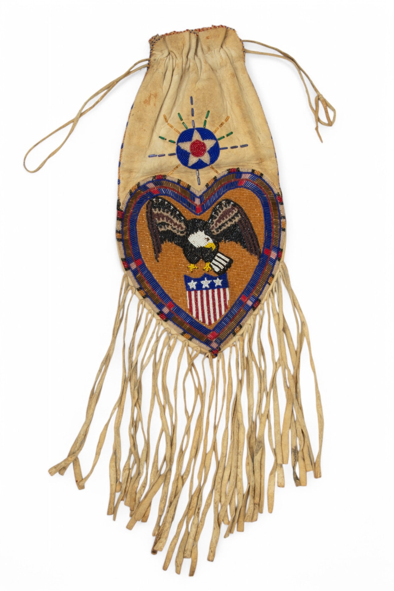 Iroquois (American Indian) Deer Skin with Beadwork Medicine Bag 1900 (1 of 2)