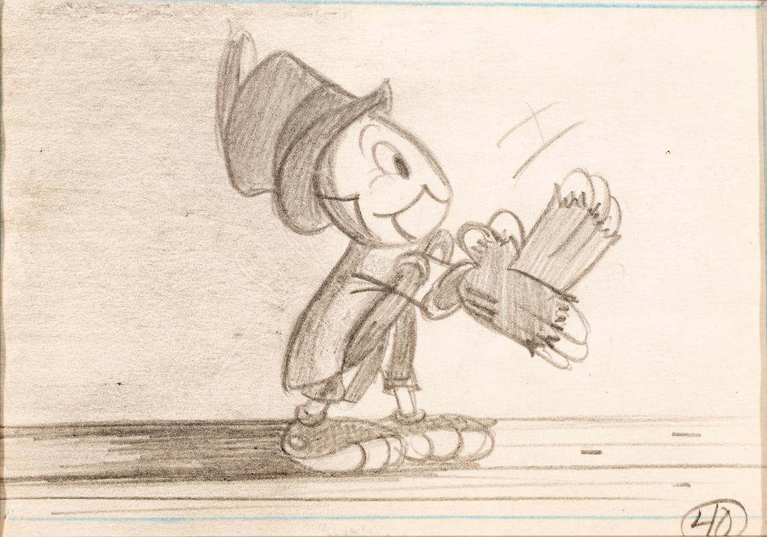 Walt Disney Studios (American) Graphite And Colored Pencil on Paper 1940, 'Jiminy Cricket' (1 of 5)