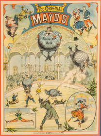 French Color Lithograph Advertising Poster, Late 19th C., 'The Original Mayo's from the Hippodrome & (1 of 9)