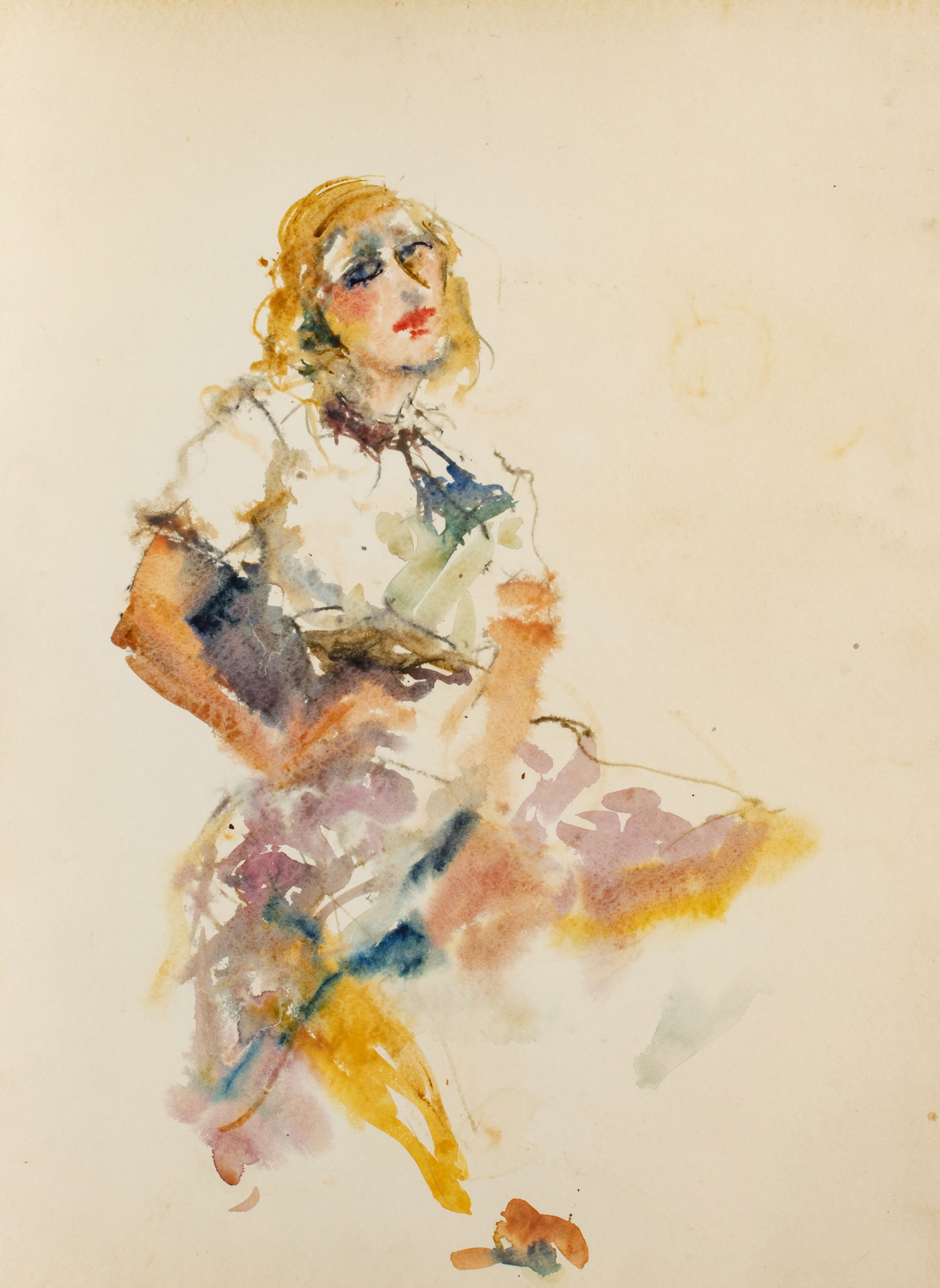 Richard Jerzy (American, 1943-2001) Watercolors on Paper, 'Studies of Seated Female Figure' (1 of 2)