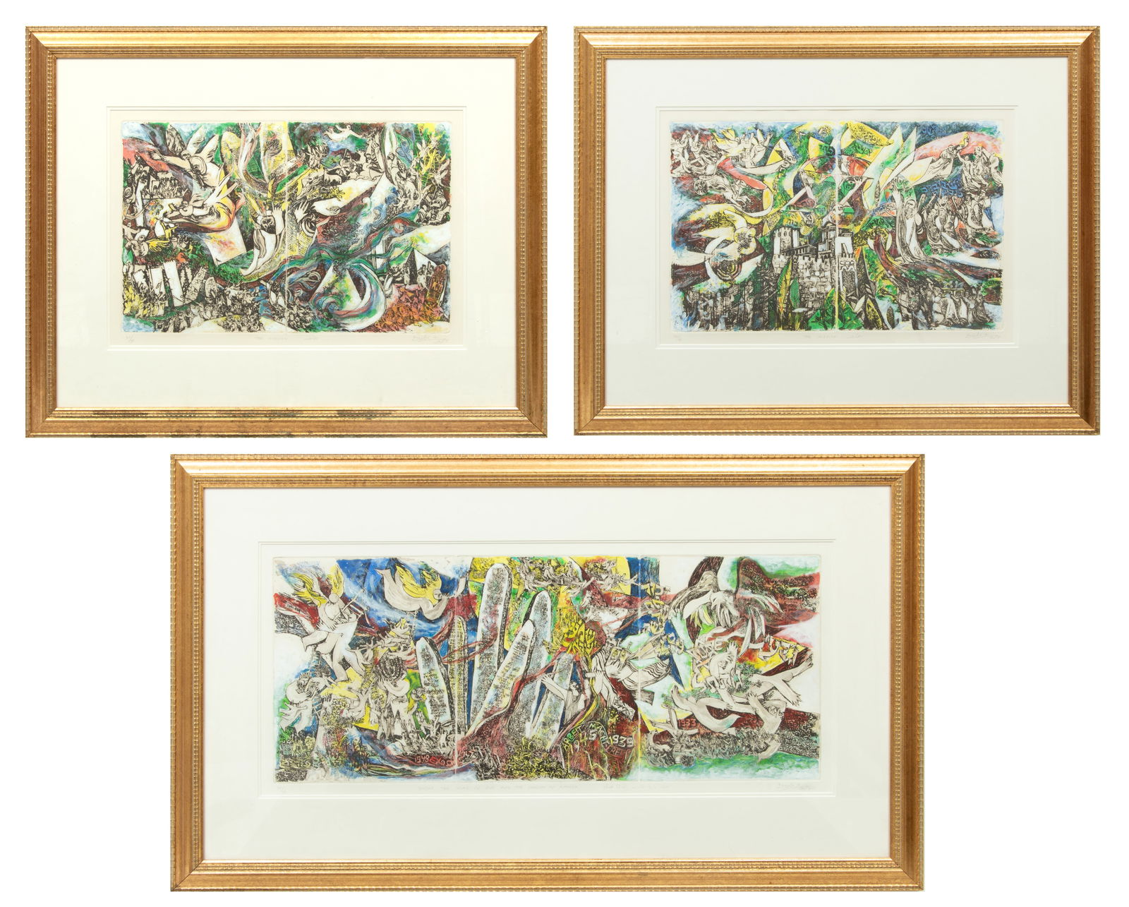 Dubi Arie (Polish/Israeli/Canadian, B. 1939) Group of Three Hand Colored Engravings on Paper, 3 pcs (1 of 19)