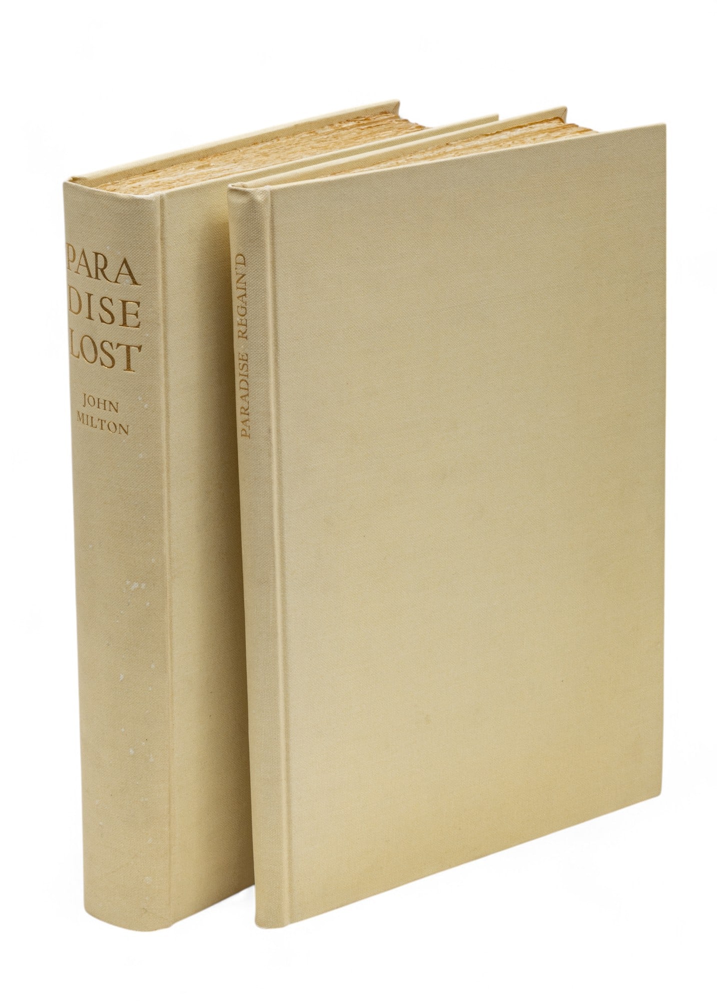 Paradise Lost & Paradise Regained by John Milton, Cresset Press, 1931: Paradise Lost & Paradise Regained" by John Milton, Cresset Press, 1931 Two volume set of Paradise Lost and Paradise Regained by John Milton. Published by the Cresset Press, 1931. Printed on handmade B
