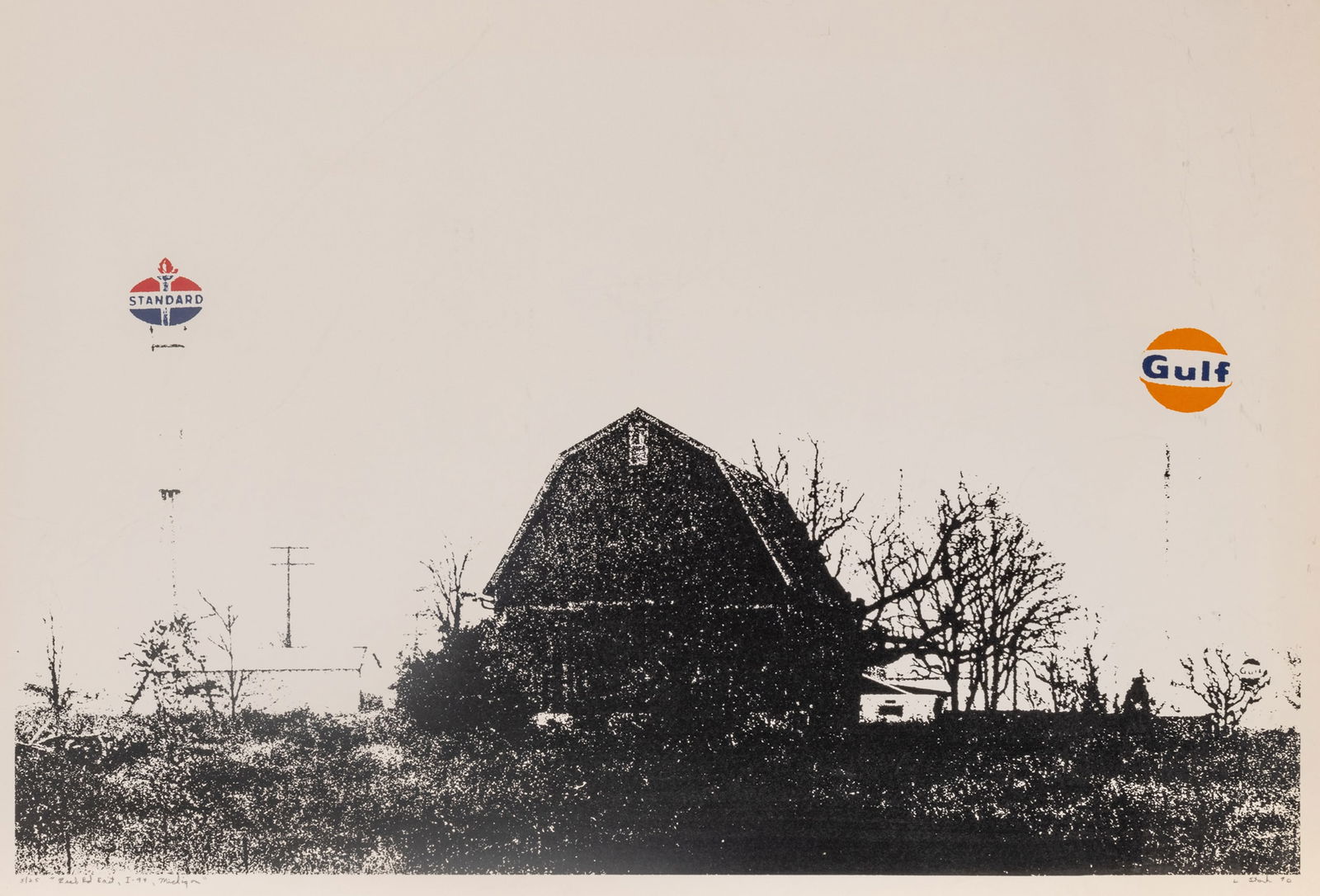 Larry Stark (American) Photo Screenprint in Colors on Wove Paper 'Zeeb Rd Exit I-94, Michigan' H (1 of 7)