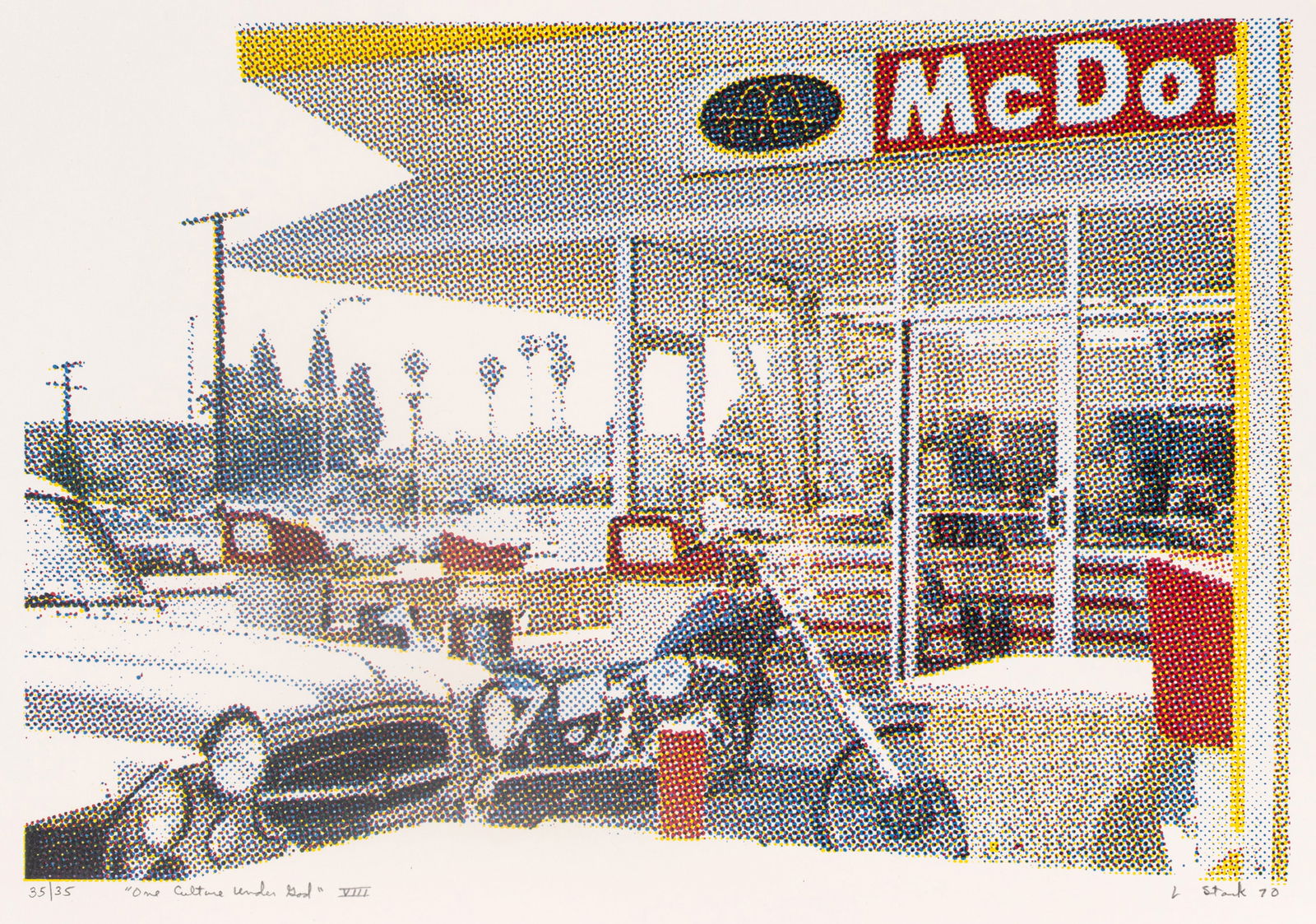 Larry Stark (American) Photo Screenprint in Colors on Wove Paper 1970, 'One Culture Under God VIII' (1 of 6)