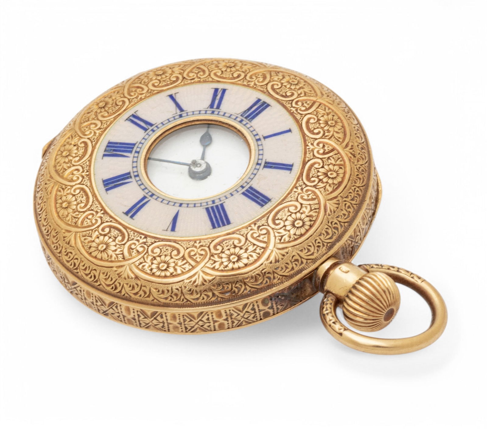 T.R. Russell (English) 18k Gold Swiss Pocket Watch, Half Hunter Demi Case, 1910 H 2" W 1.3" 45g (1 of 8)