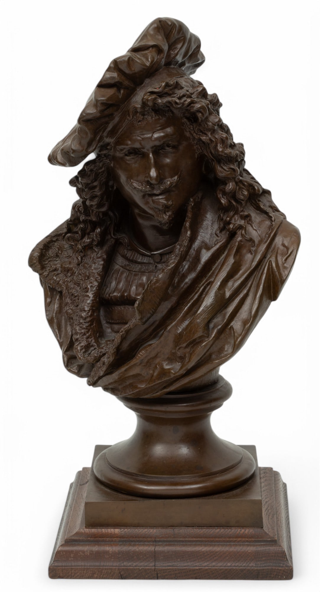 Albert Ernest Carrier Belleuse (French, 1824-1887) Bronze Sculpture 1890-1900, 'Bust of Rembrandt' H (1 of 6)