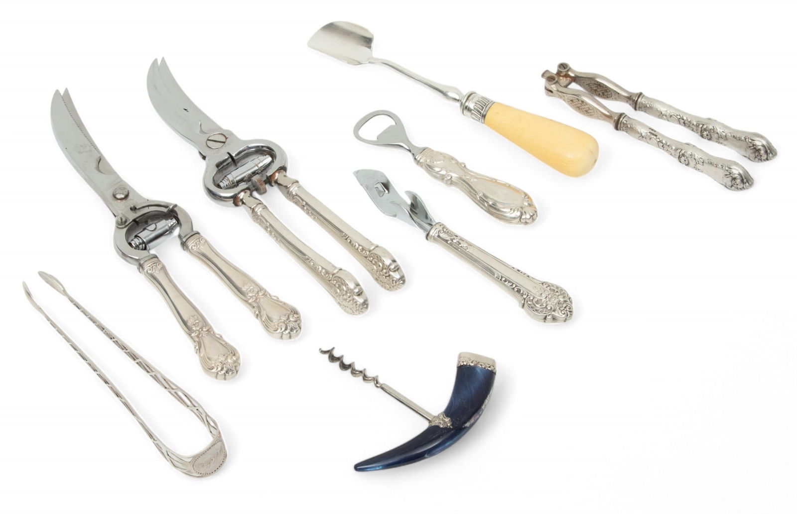 Sterling Handle Poultry Shears (2) Bottle Openers (2), Nut Cracker, Cork Screw 8.00 (1 of 7)