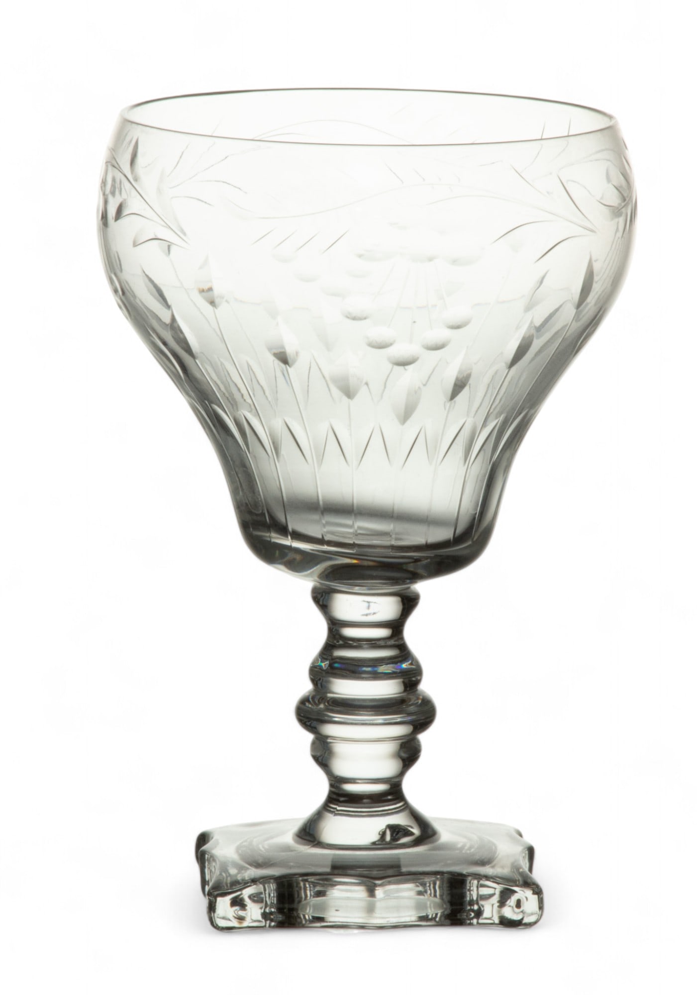 American Etched Glass Water Goblets, Probably Fostoria, (7), Ca. 1930 H 5.8'' Dia. 3.8'' 7.00 (1 of 4)
