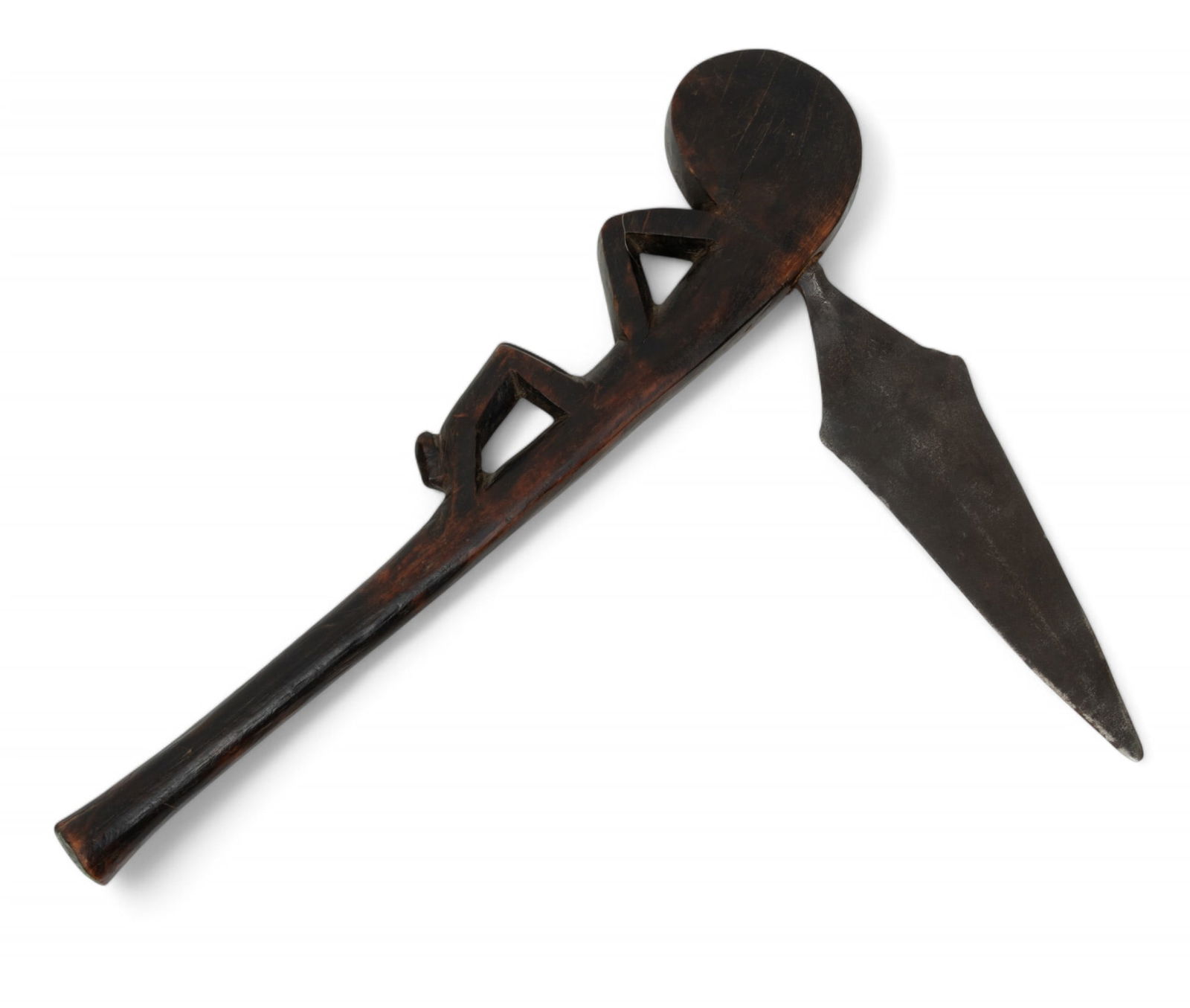 African Carved Wood And Steel Hatchet, 19th/early 20th C. W 13" L 17" (1 of 2)