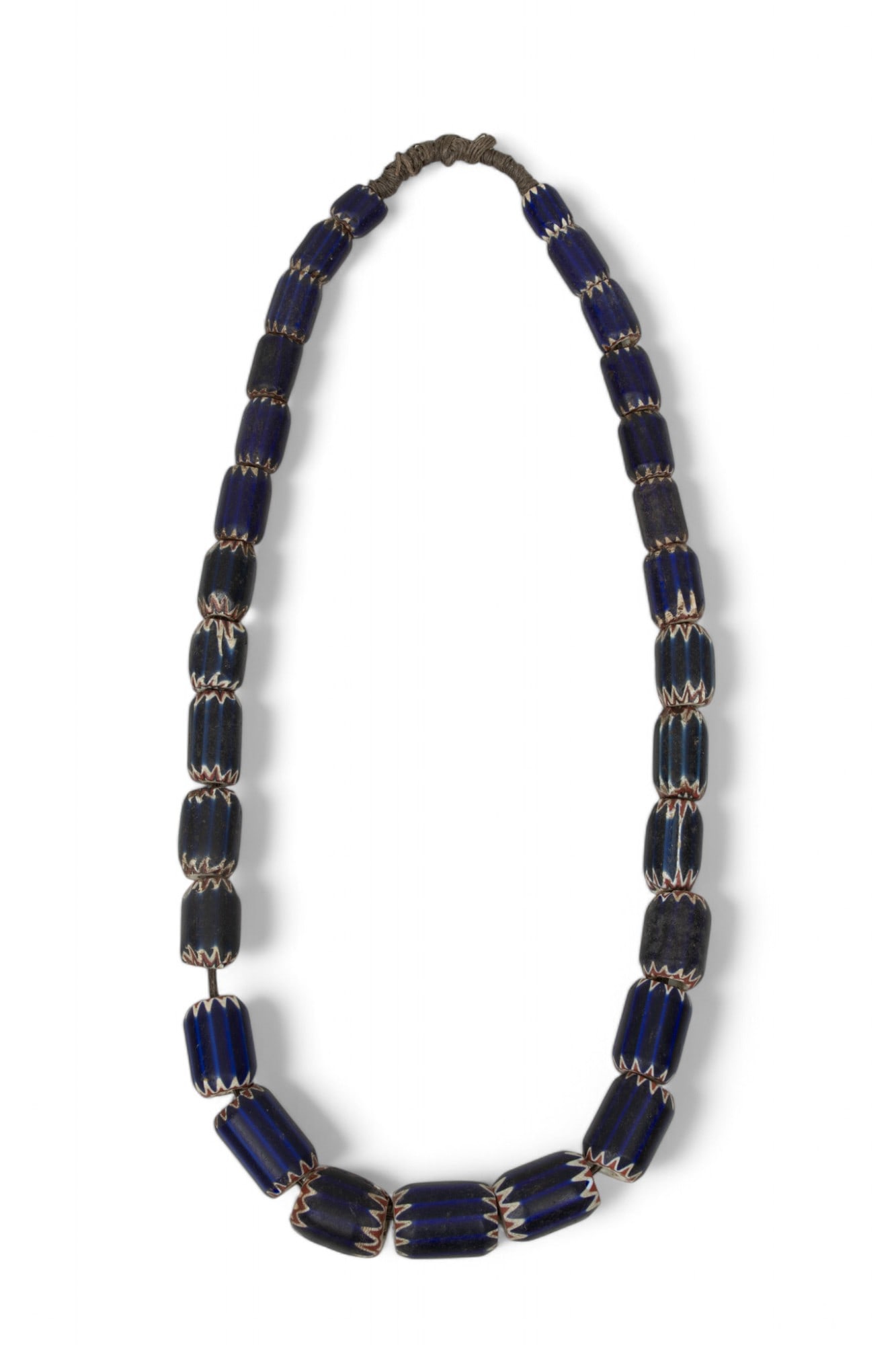 African Glass Trade Bead Necklace, Chevron Beads L 30" (1 of 3)