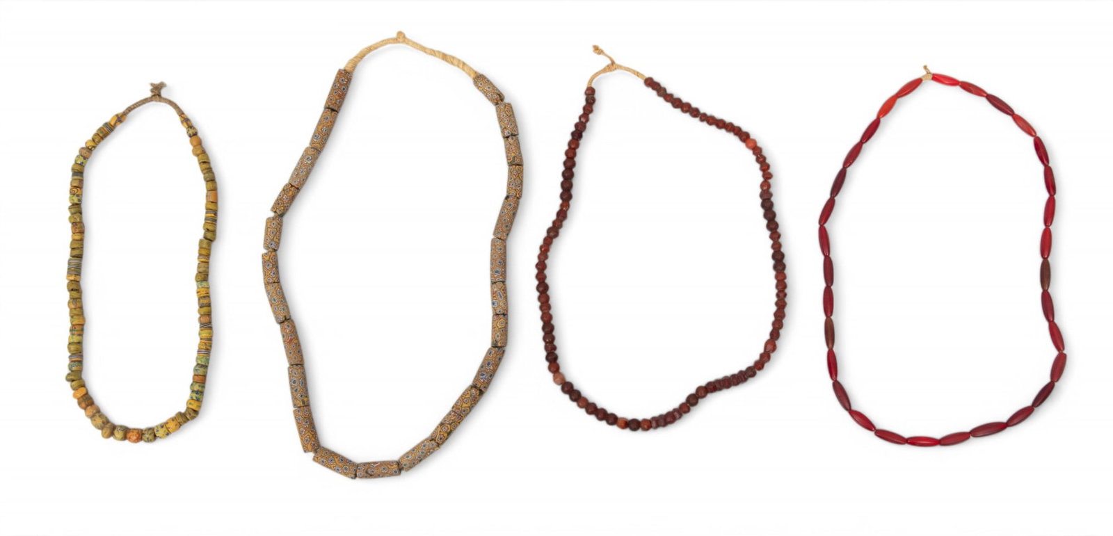 African Glass Trade Bead Necklaces L 26" 1.00 pc: African Glass Trade Bead Necklaces L 26" 1.00 pc The collection includes four African trade bead necklaces. Provenance: Property from a Bloomfield Township, MI private collection. Dimensions: Red Czec
