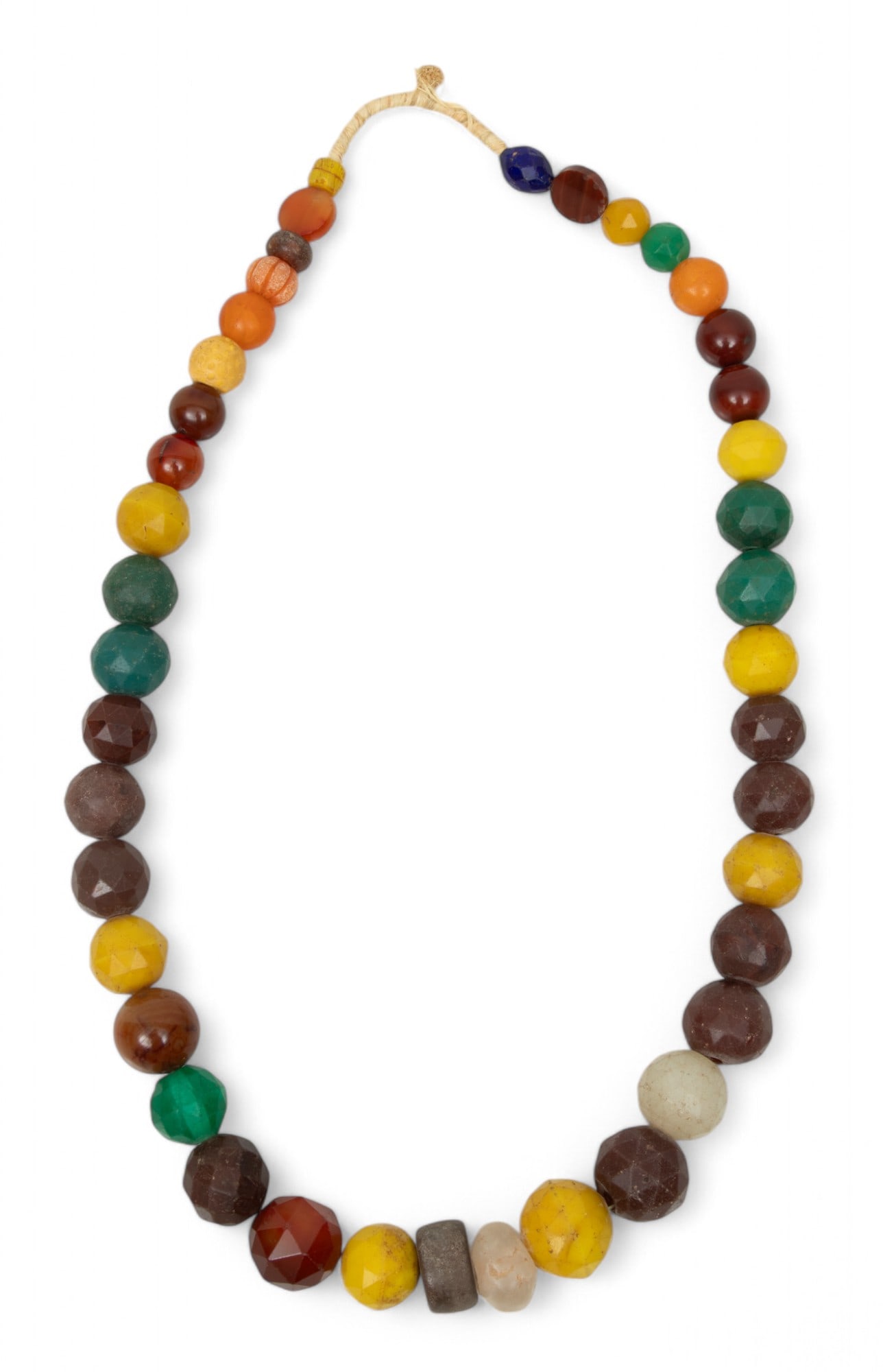 African Czech Faceted Glass And Polished Stone Trade Bead Necklace L 40" (1 of 3)