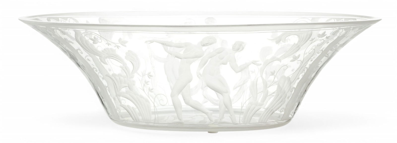 Simon Gate (Swedish, 1883-1945) for Orrefors (Swedish) Award-Winning Engraved Glass Centerpiece Bowl (1 of 5)