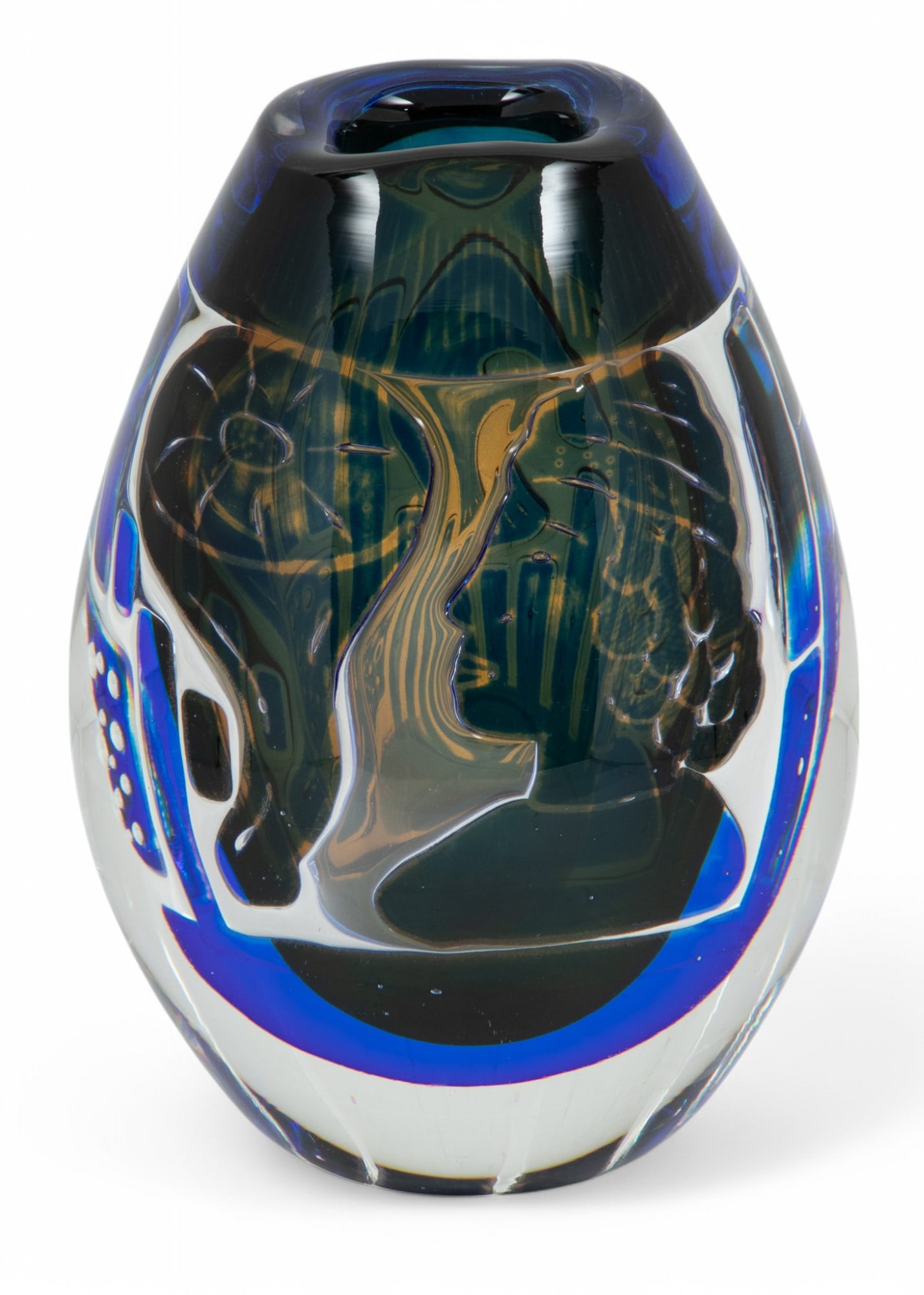 Edvin Öhrström (Swedish, 1906-1994) for Orrefors (Swedish) 'Ariel' Glass Vase H 7.3" Dia. (1 of 5)