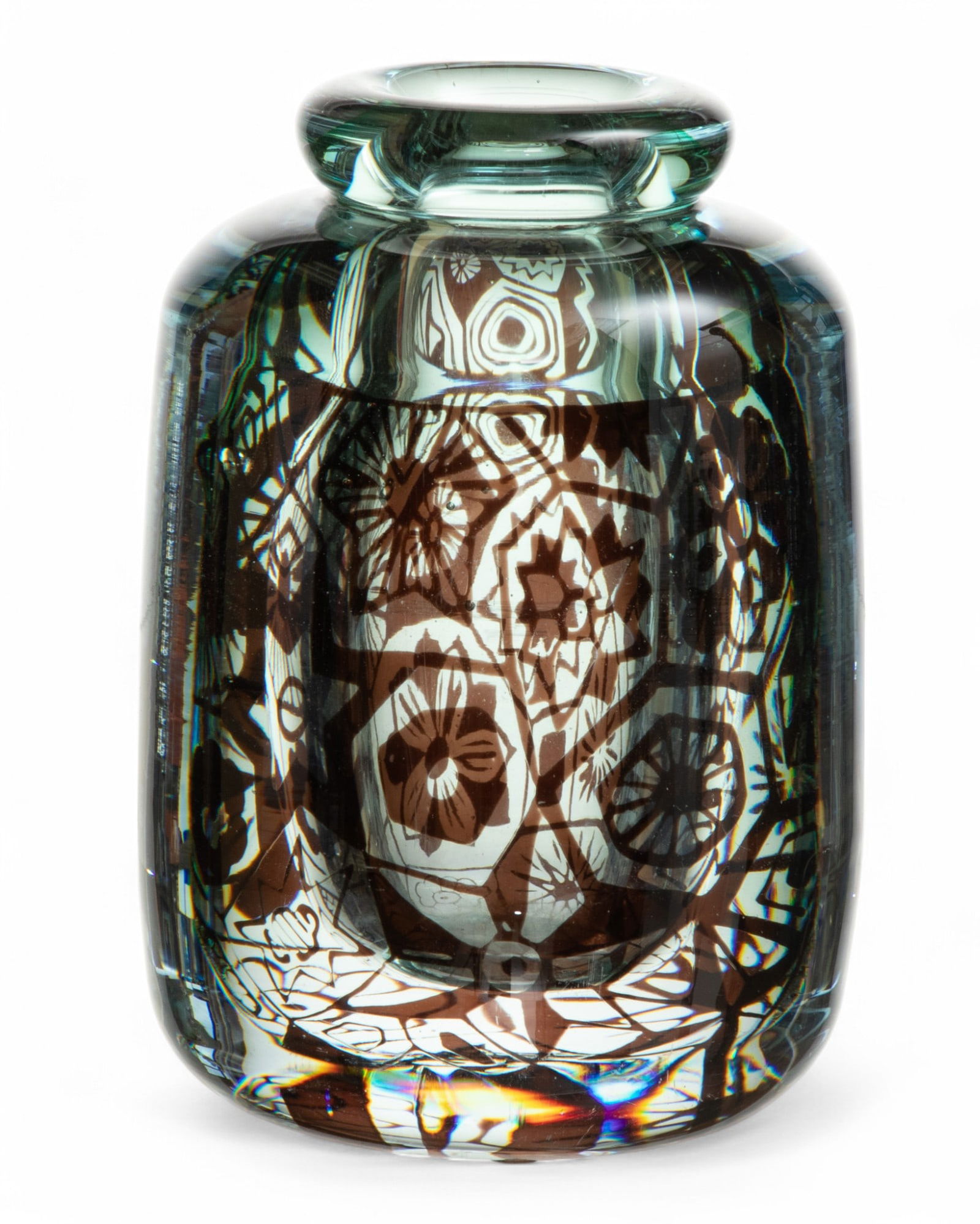 Edvin Öhrström (Swedish, 1906-1994) for Orrefors (Swedish) 'Graal' Glass Vase, 1944 H 6" D (1 of 4)