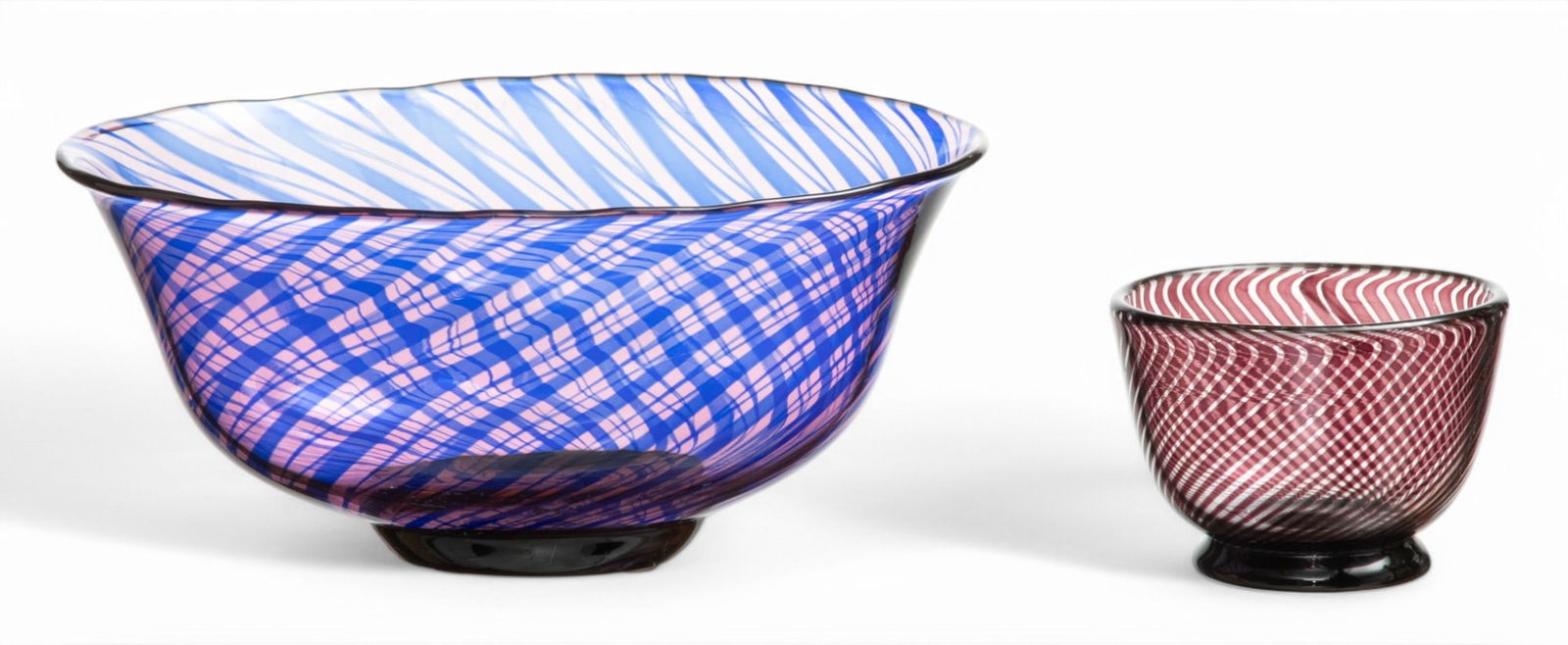 Edward Hald (Swedish, 1883-1980) for Orrefors (Swedish) 'Graal' Glass Vases H 3" W 5.5" Depth 4.5" 2 (1 of 6)