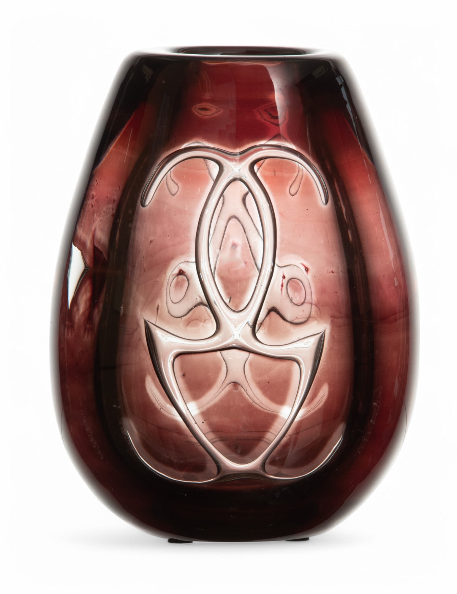 Simon Gate (Swedish, 1883-1945) for Orrefors (Swedish) 'Ariel' Glass Vase, 1938 H 7.8" Dia. 5.3" (1 of 5)