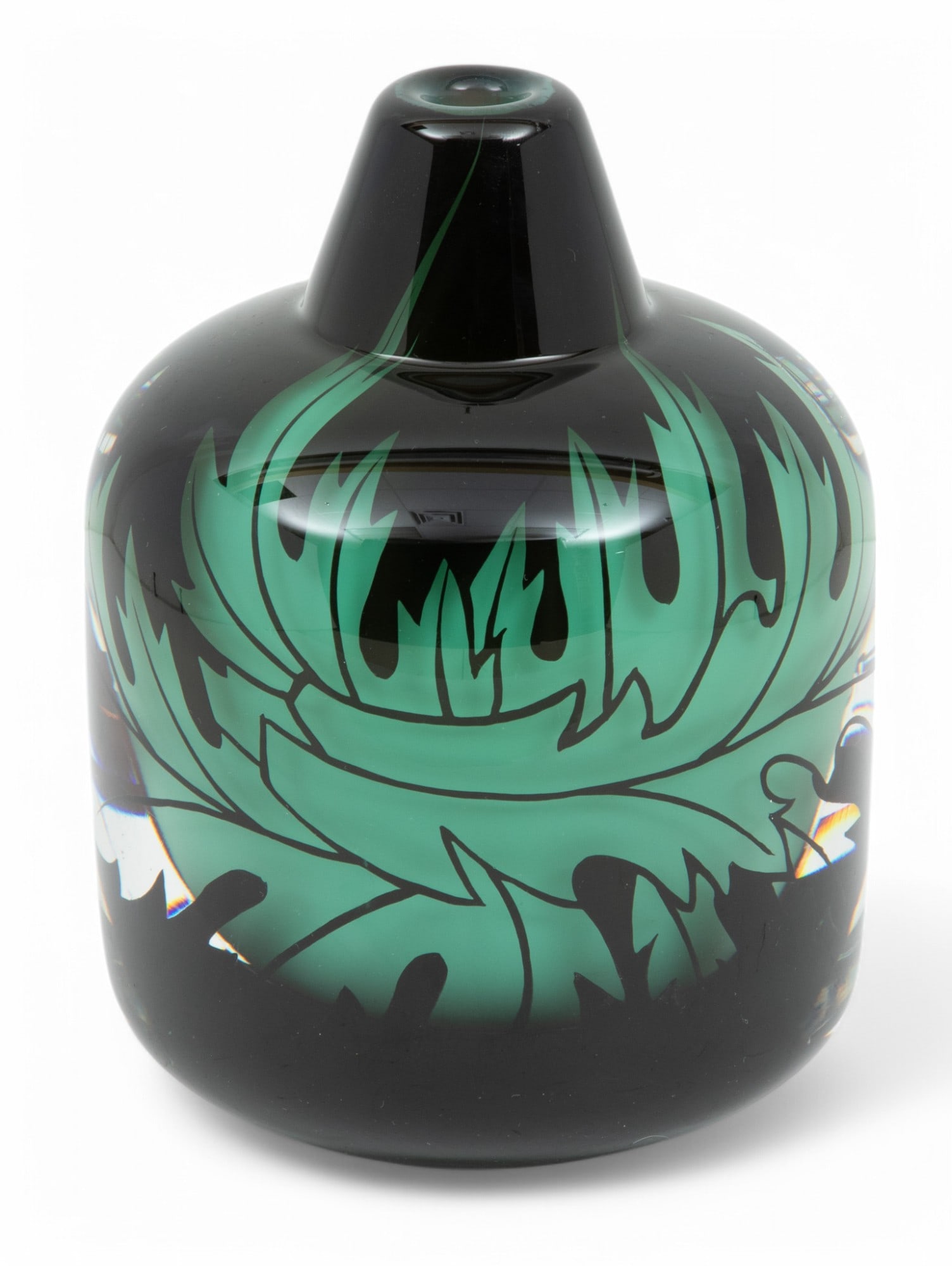 Jan Johansson (Swedish, 1942-2018) for Orrefors (Swedish) Graal Glass Vase H 6.7" Dia. 4.2" (1 of 5)