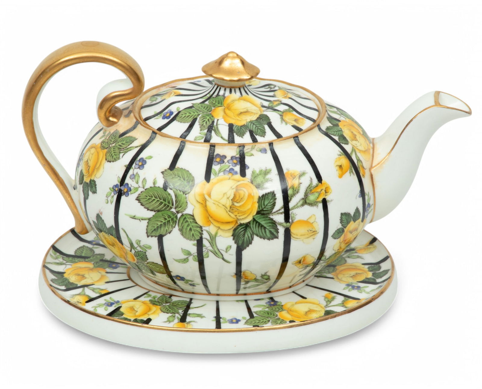 Aynsley (English) Ceramic Teapot And Trivet, 1940-1960 H 5" L 8.5" 2 PCS (1 of 7)