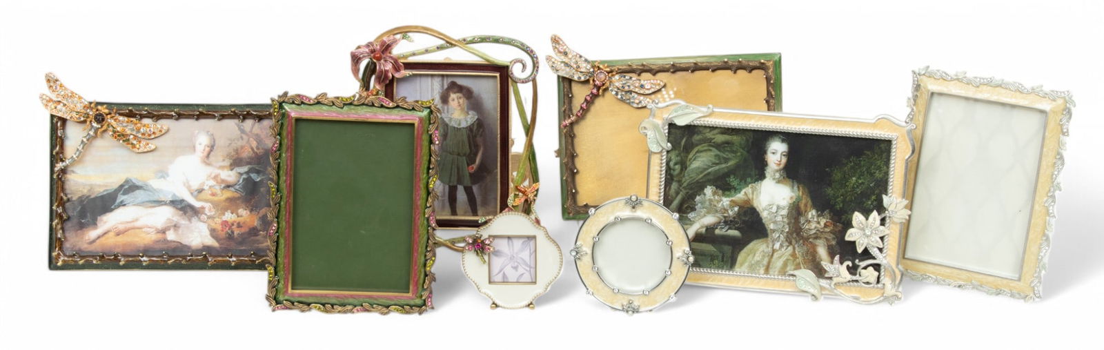 Jay Strongwater (American) Enamel & Rhinestone Encrusted Photo Frames Depth 1.3" Dia. 3.3" 8 PCS (1 of 15)