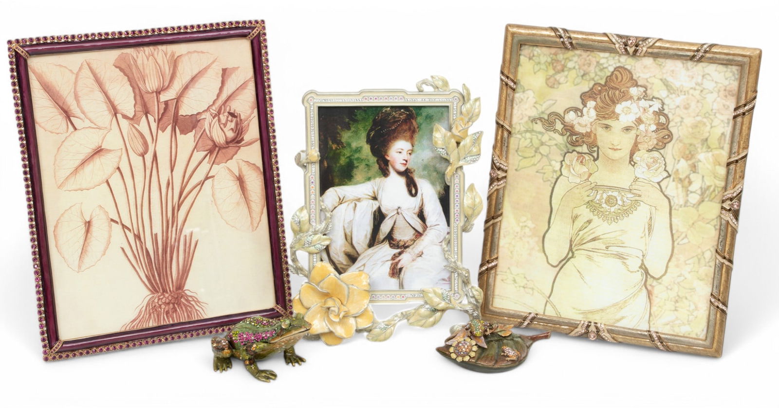 Jay Strongwater (American) Enamel & Rhinestone Encrusted Photo Frames & Boxes H 11" W 9" 5 PCS (1 of 12)