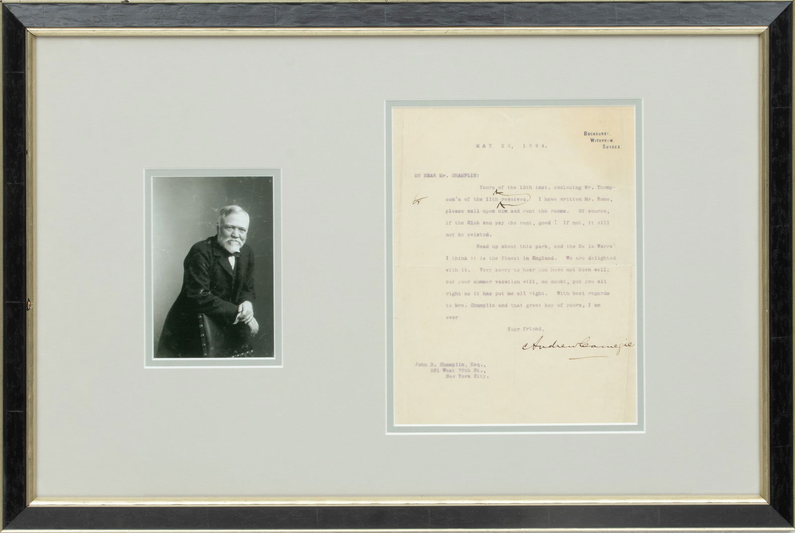 Andrew Carnagie , 1835-1919 Personally Signed Letter 1894 H 10" W 7.8" (1 of 4)