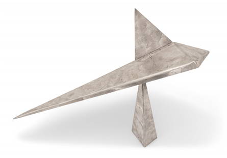 George Rickey (American, 1907-2002) Stainless Steel 1968, 'Five Triangles II (Documenta IV)' H 16" W: George Rickey (American, 1907-2002) Stainless Steel 1968, 'Five Triangles II (Documenta IV)' H 16" W 12" Depth 7" Incised signature dated and numbered 11/25. This work is two parts. We would lik