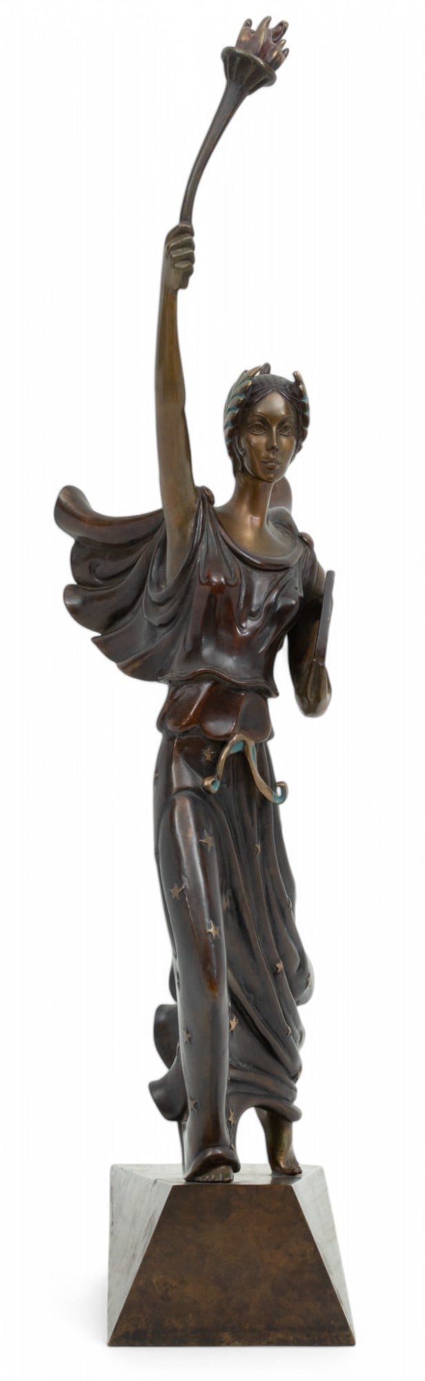 Erté (Romain De Tirtoff) (French, 1892-1990) Cold Painted And Partial Gilt Bronze Sculpture, 19: Erté (Romain De Tirtoff) (French, 1892-1990) Cold Painted And Partial Gilt Bronze Sculpture, 1984, 'Liberty, Fearless And Free' Signed at the base. Edition 369/500. Stamped at the base: Fine Art