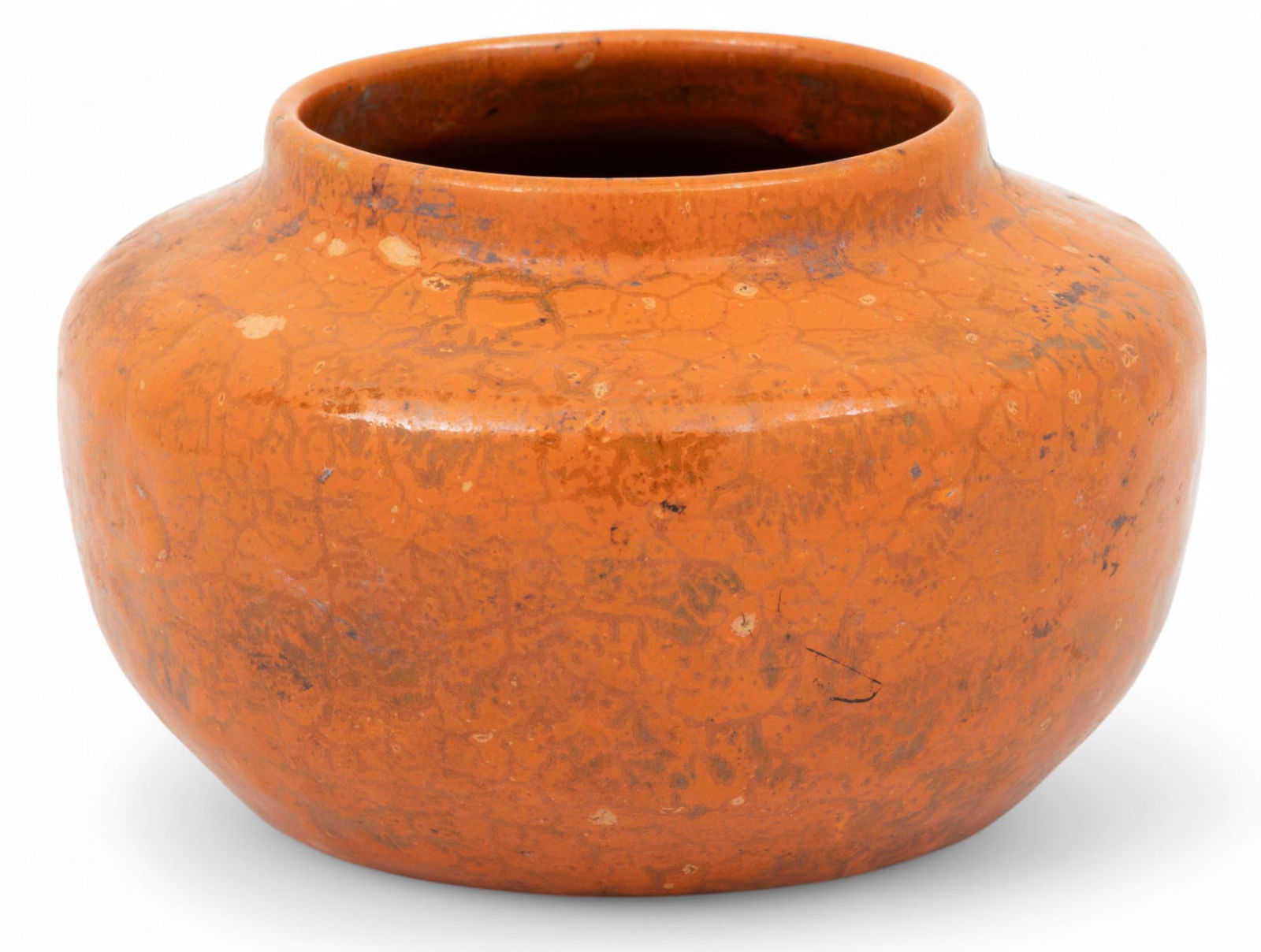 Merrimac Pottery (American, Massachusetts) Uranium Glazed Earthenware Vase, 1904-1908 H 3.3" Dia. 5" (1 of 7)