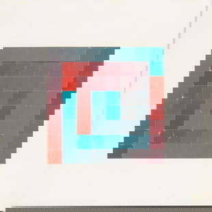 Karl Gerstner (Swiss, 1930-2017) Painted Aluminum Cubes 1964, 'Carro 64' H 15.5" W 15.5" Depth 1": Karl Gerstner (Swiss, 1930-2017) Painted Aluminum Cubes 1964, 'Carro 64' H 15.5" W 15.5" Depth 1" Series of framed aluminum cubes painted with acrylic. Staempfli Gallery, NY label on verso bearing the