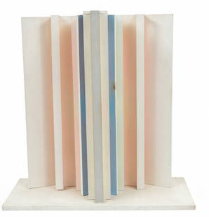 John Ferren (American, 1905-1970) Acrylic on Wood Sculpture, 1967 H 28" W 28" L 12": John Ferren (American, 1905-1970) Acrylic on Wood Sculpture, 1967 H 28" W 28" L 12" Unsigned. Multicolor acrylic on wood panel display. Provenance: A.M. Sachs Gallery, New York, New York; Purch