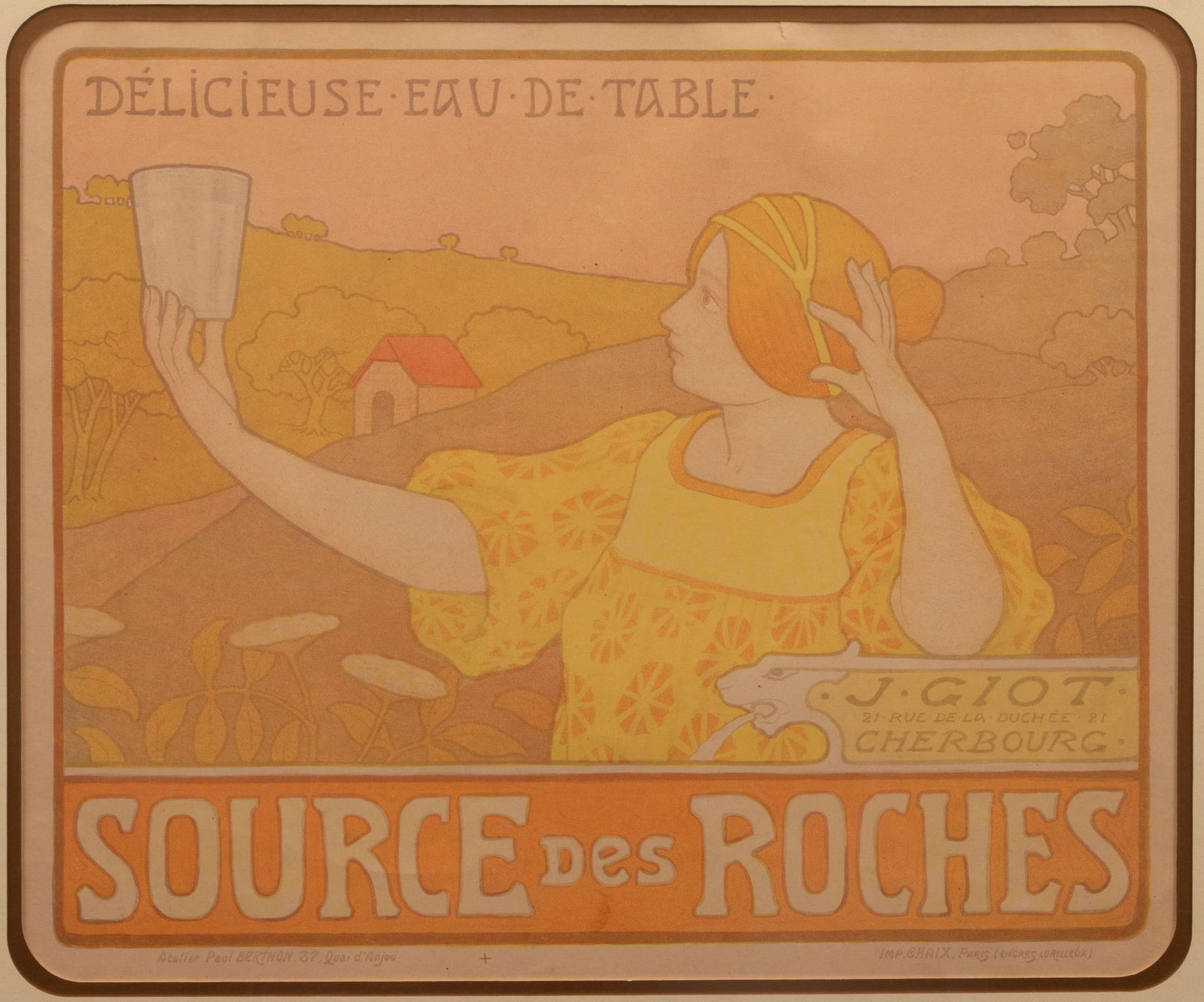 Paul Berthon (French, 1872-1909) Lithograph in Colors on Cream Wove Paper, Ca. 1899, 'Source Des Roc (1 of 8)