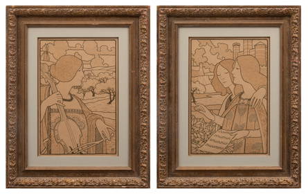 Paul Berthon (French, 1872-1909) Lithograph Posters on Cream Wove Paper, Ca. 1900, 'Two Women with S (1 of 12)
