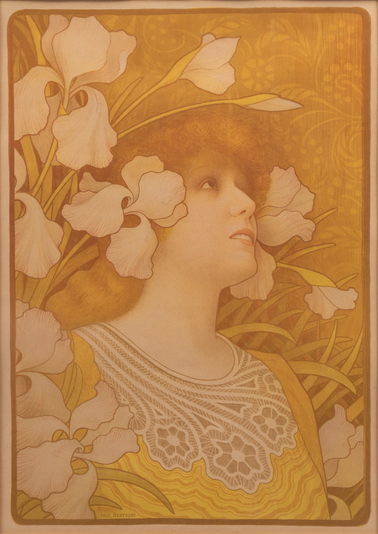 Paul Berthon (French, 1872-1909) Lithograph in Colors on Cream Wove Paper, Ca. 1901, 'Sarah Bernhard (1 of 6)