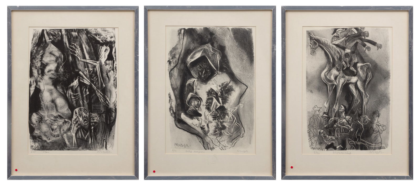 William Gropper (American, 1897-1977) Lithographs on Paper, 'Fear, Gossip Mongers, Dictatorship' 3 P (1 of 17)