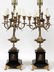 BRONZE & MARBLE CANDELABRAS AS A TABLE LAMPS