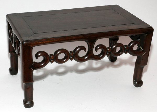 CHINESE TEAKWOOD TABLE, 19TH C., H 12",: CHINESE TEAKWOOD TABLE, 19TH C., H 12", W 22 1/2", D 13":