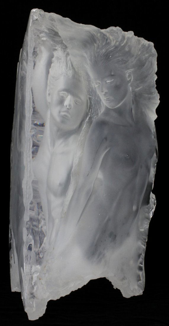 MICHAEL WILKINSON ACRYLIC SCULPTURE, 1988, H 20": MICHAEL WILKINSON [AMERICAN 20TH C] ACRYLIC SCULPTURE, 1988, H 20", L 10", D 9" "DREAM FRAGMENT II":Signed on the reverse with copyright date of 1988 and numbered edition 45/300.