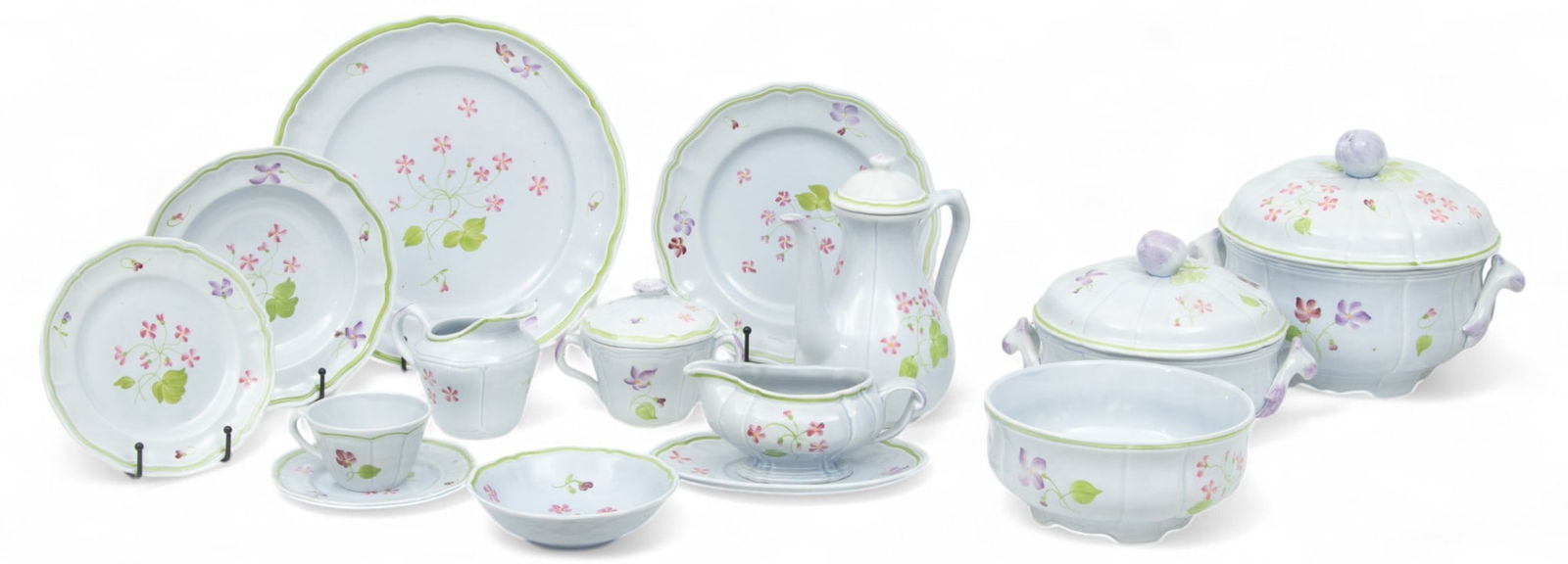 Longchamp (French) 'Mon Jardin' Glazed Faience Dinner Service 92 PCS (1 of 8)