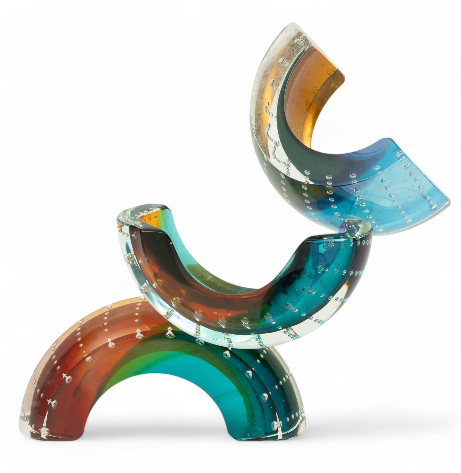 Leon Applebaum (American, B. 1945) Abstract Blown Glass Sculpture, H 12.75" W 13" Depth 9" (1 of 4)